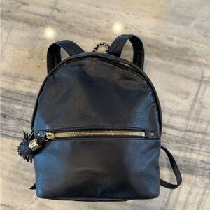 Genuine leather small/medium backpack black gold hardware